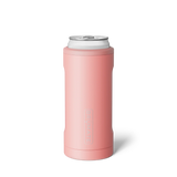 Pink can holder with white lid on a white background