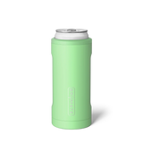Green can cooler with white top on a white background
