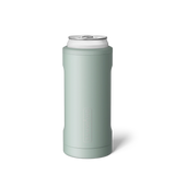 Mint green can cooler with white lid on a white background