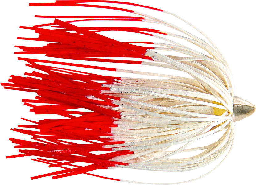 C&H King Buster Kingfish Pro-Rig  1/8 oz Head  White/Red Fire Tail Skirt  Two #4 4x Treble Hooks  Camo Brown Wire  3 ft