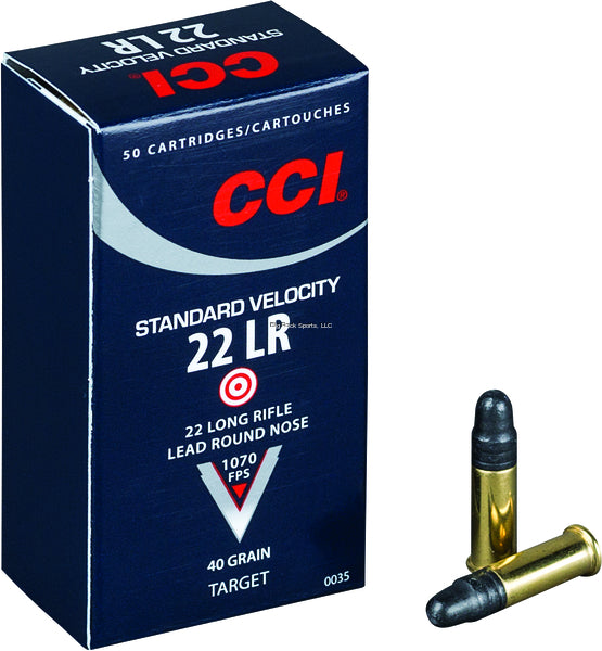 CCI Standard Velocity 22 Long Rifle 40 Grain Round Nose 50 Rounds