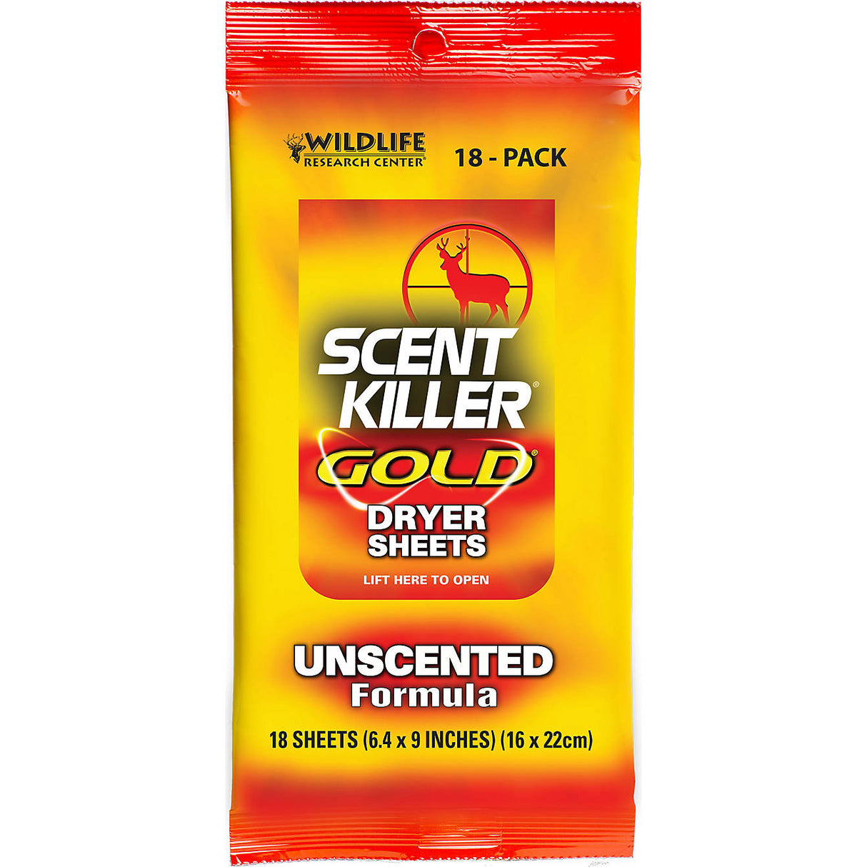 Wildlife Research Center Scent Killer Gold Unscented Dryer Sheets 18-Pack