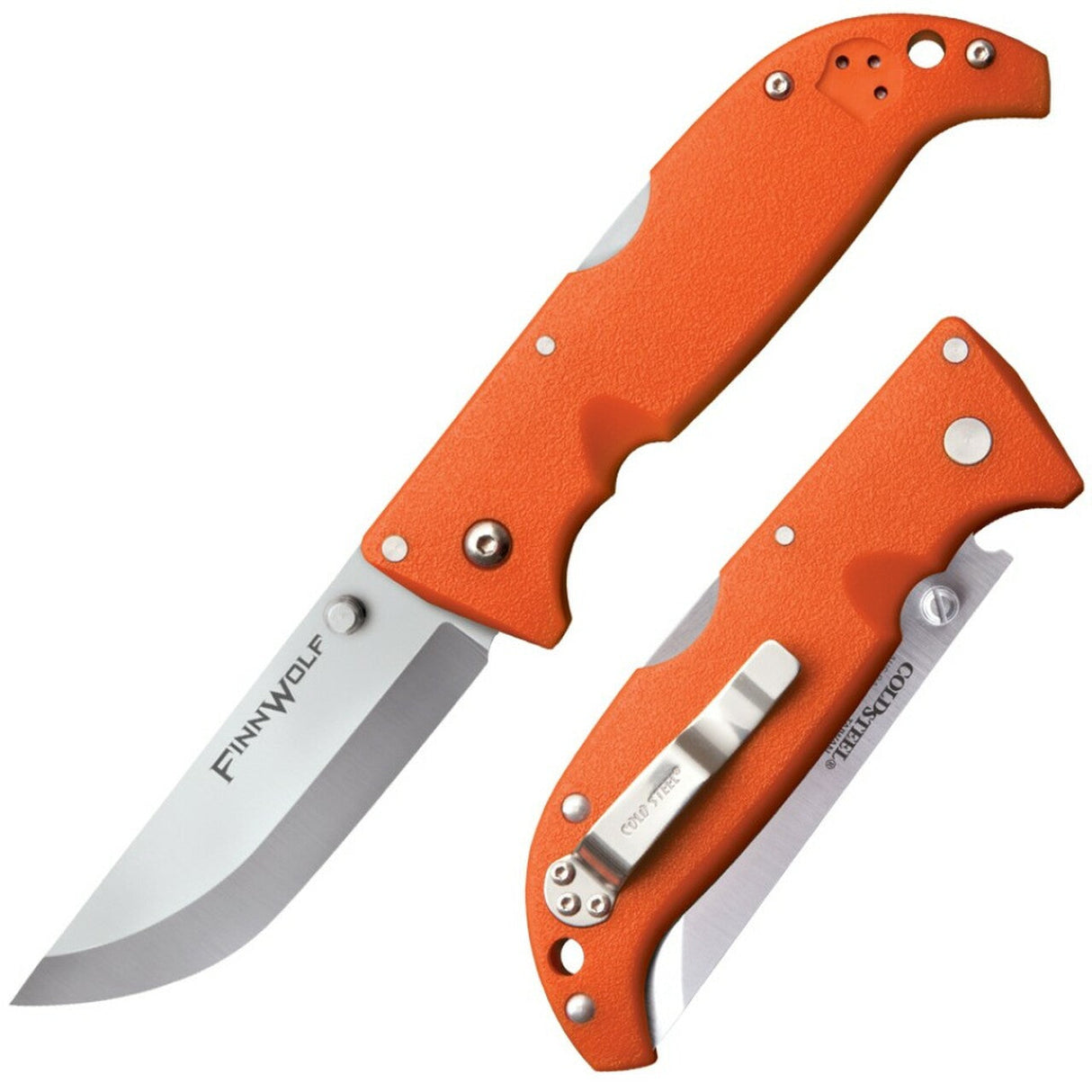 Cold Steel Finn Wolf  3.5" Satin AUS 8A SS Plain Blade  Blaze Orange Griv-Ex™ Handle