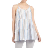 Coco + Carmen Sadie Stripe Ruffle Tank - Blue Stripe