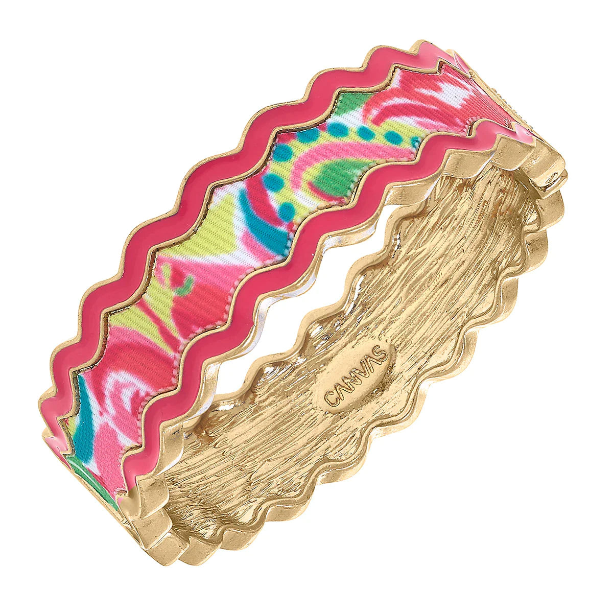 Annalise Tropical Statement Hinge Bangle in Pink