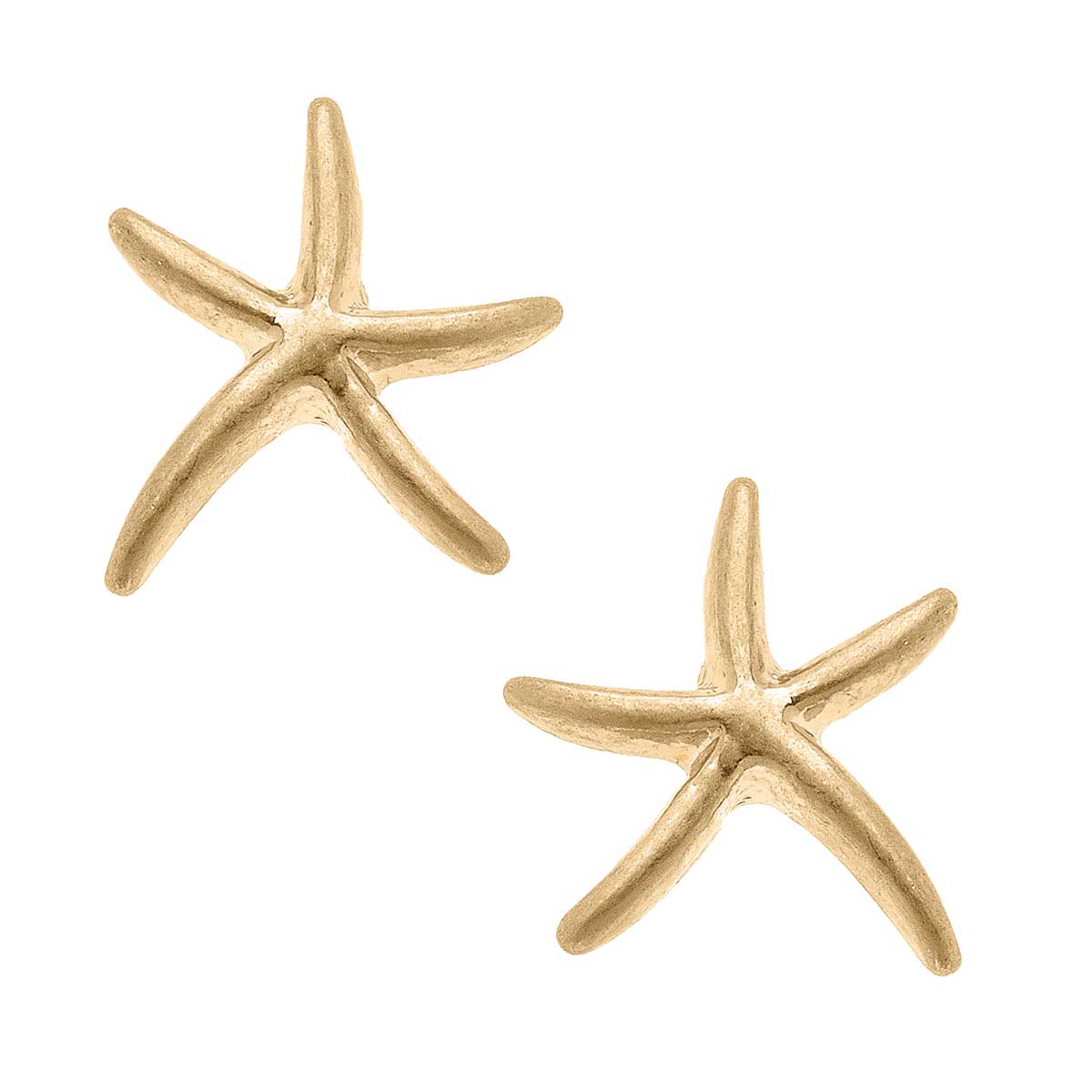 Starfish Stud Earrings in Worn Gold