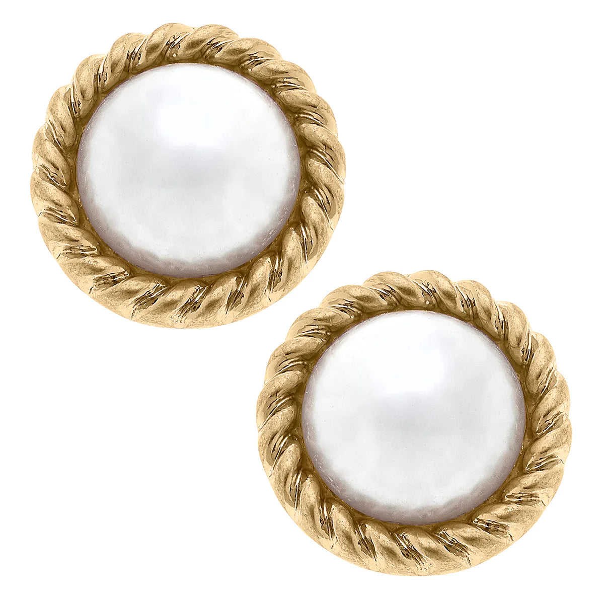 Irene Pearl Stud Earrings in Ivory