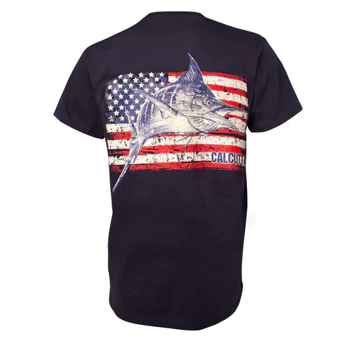 Calcutta Men's American Flag Marlin T-shirt
