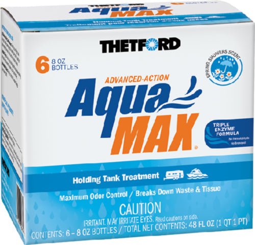 Tratamiento para tanque de retención Thetford Aquamax®, paquete de 6 duchas de manantial líquido de 8 oz enviadas
