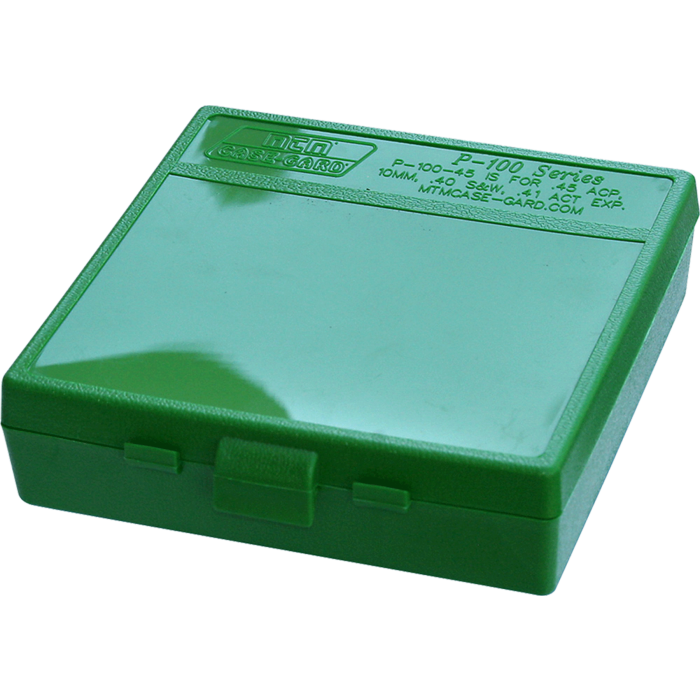 MTM Case Gard 100 Round Ammo Pistol Box - Green