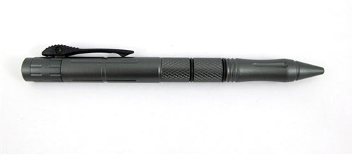 CobraTec OTF Auto Tactical Pen Tactical Grey Aircraft Grade Aluminum Body with Satin Stainless Steel Blade