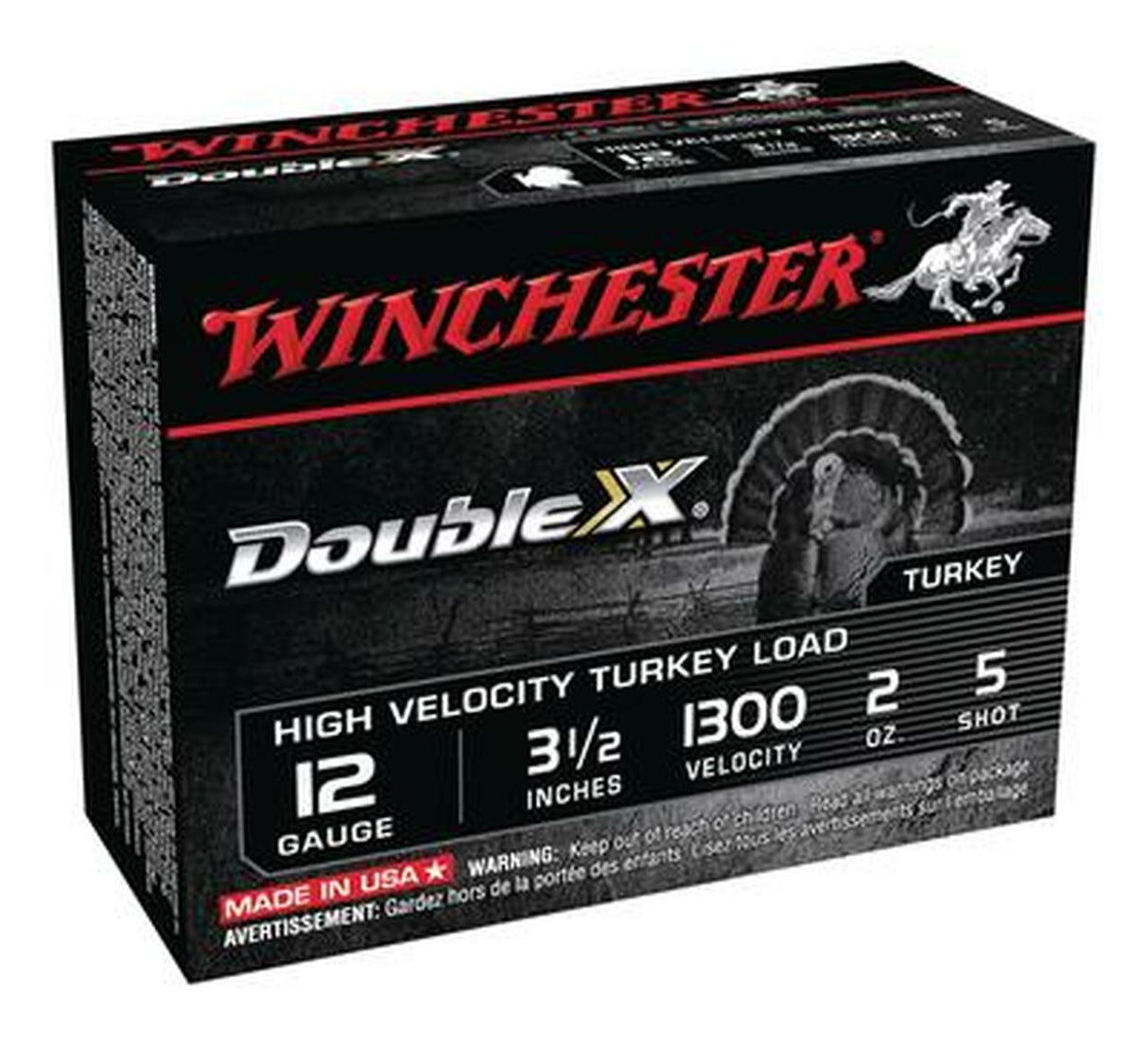 Winchester Double X Cargas de pavo de alta velocidad Chapado en cobre Amortiguado Calibre 12 3.5" 1300 FPS 2oz. 5 disparos