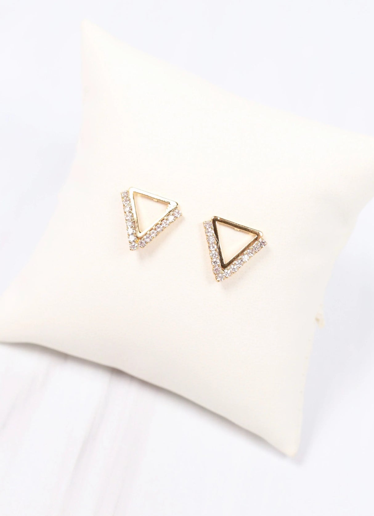 Caroline Hill Kingsport Gold CZ Triangle Stud Earring