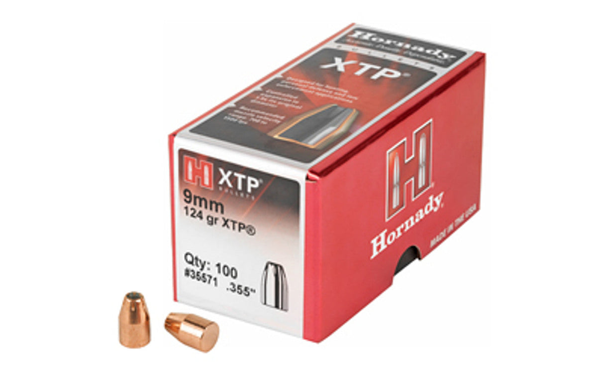 Hornady 9mm 124 Grain 100ct Box of XTP Bullets for Reloading
