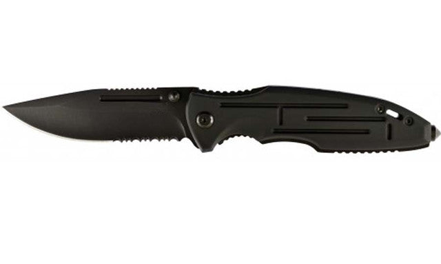 Ruko 3-1/2" Folding Blade Assisted Open Knife  Black Anodized Aluminum Handle  Boxed