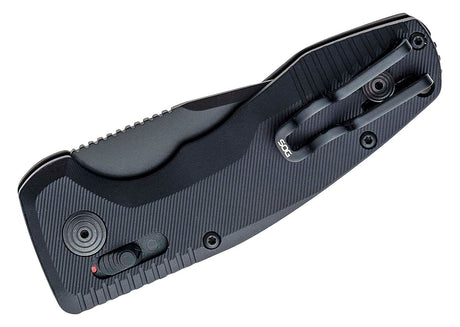 SOG-TAC AU Compact California Special AUTO Folding Knife 1.96" D2 Black Tanto Plain Blade  Black Aluminum Handles - XR Lock