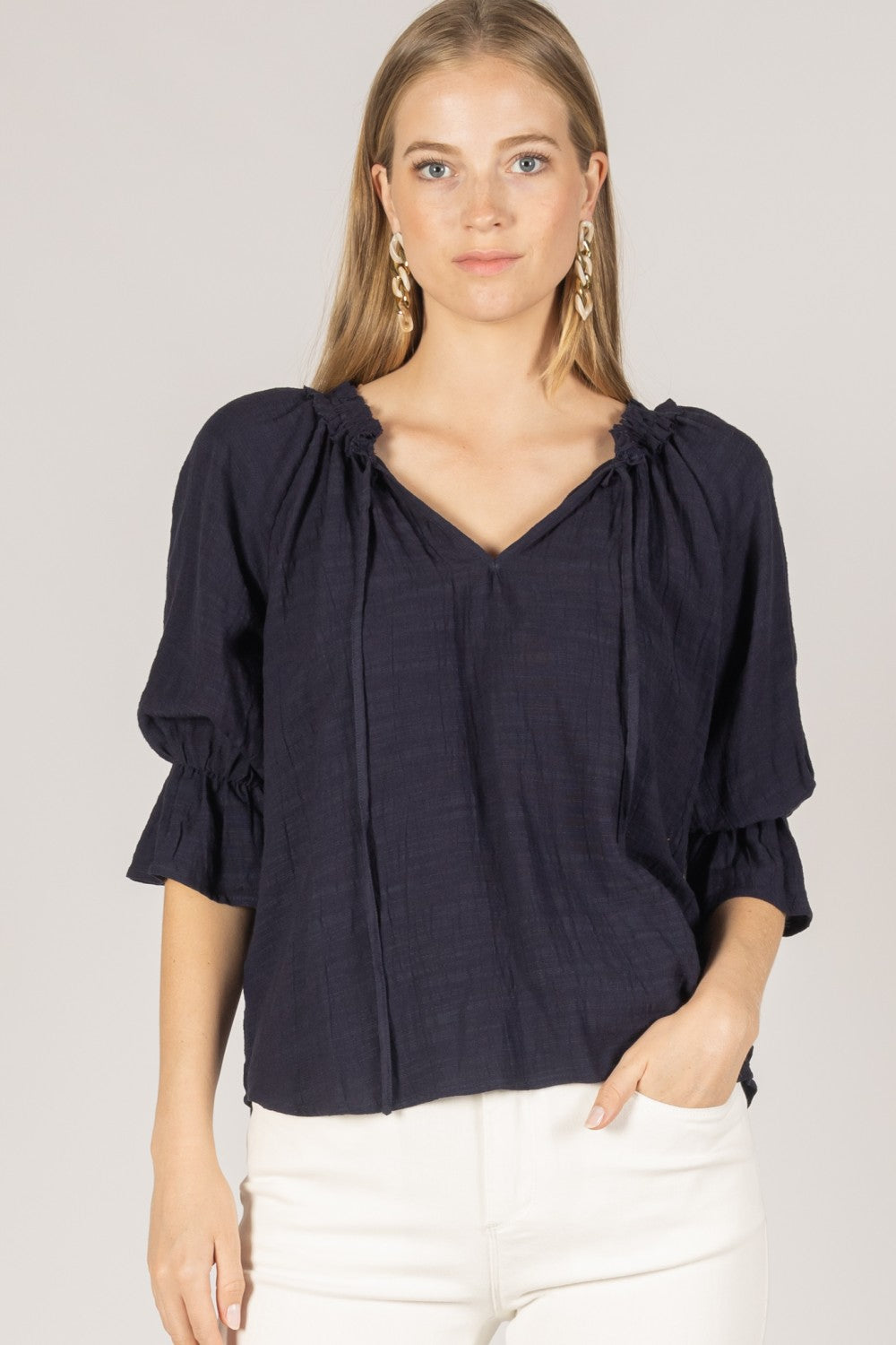 Before You Slub Cotton Ruffled Top