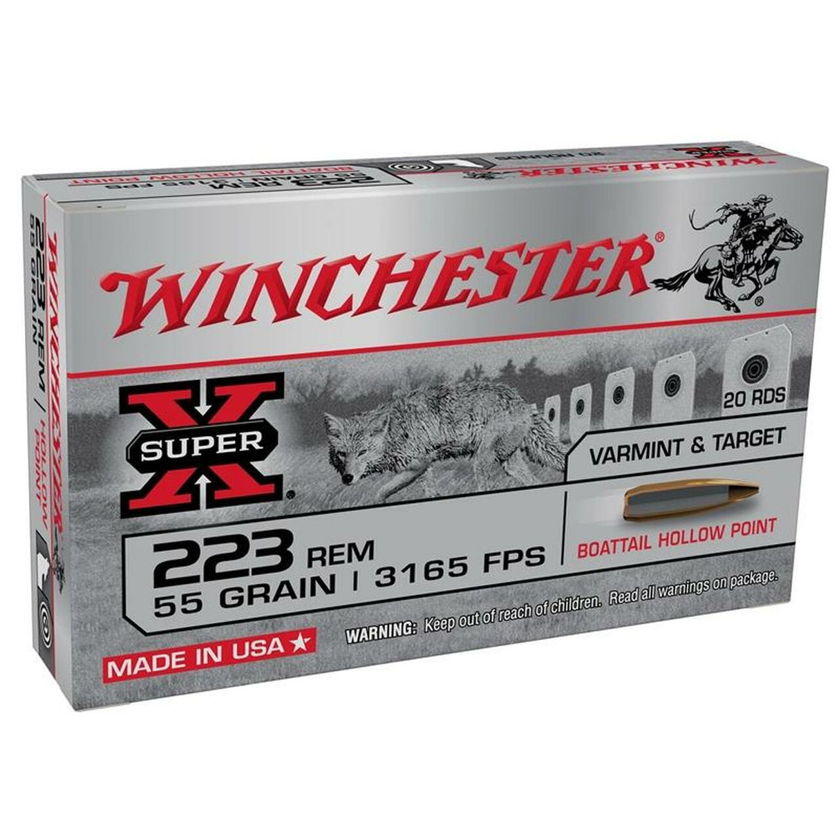 Munición Winchester Super-X Rifle 223 Rem. 55 granos 20 rondas