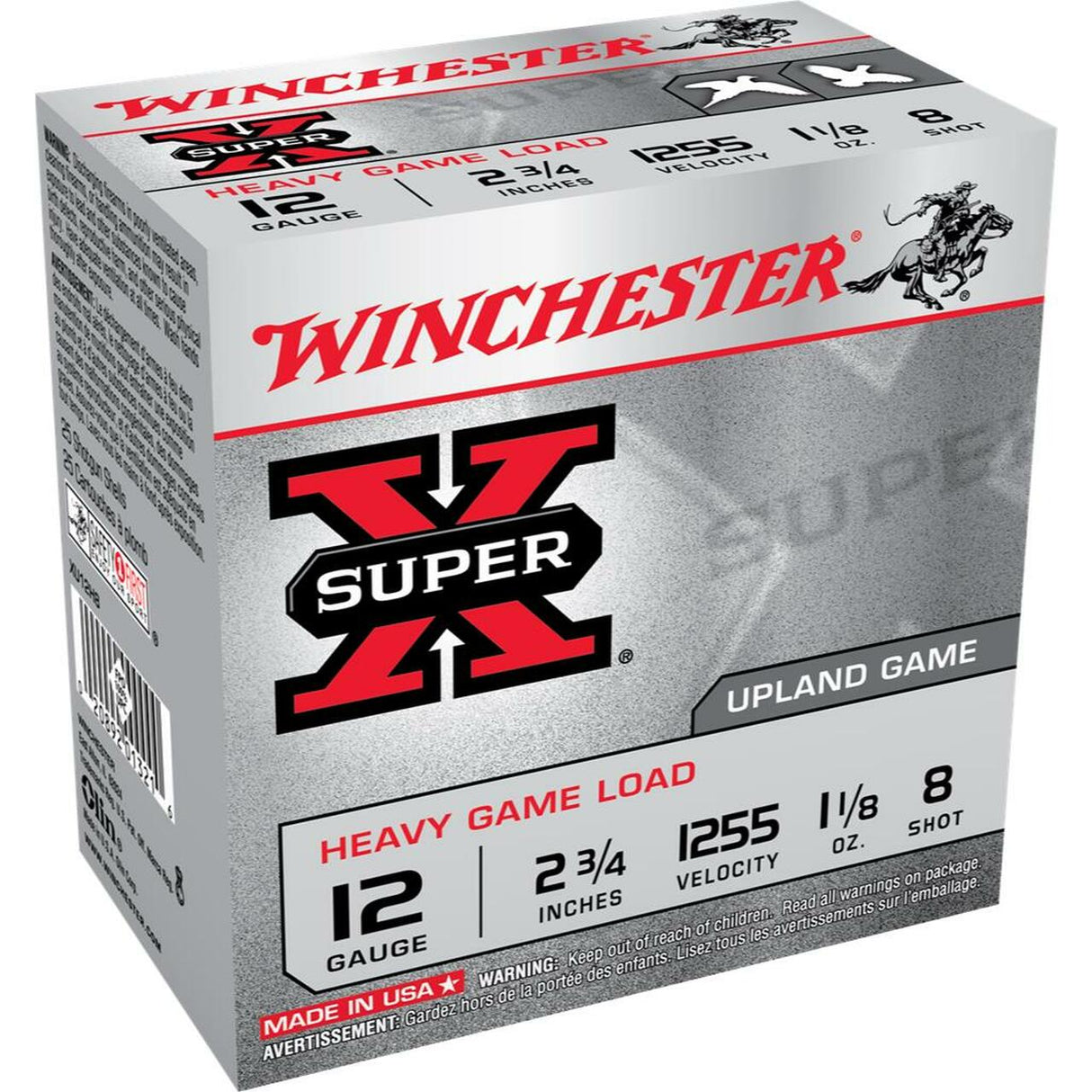 Winchester Super-X Carga de juego pesada 12ga. 2 3/4" 1 1/8oz 8 tiros