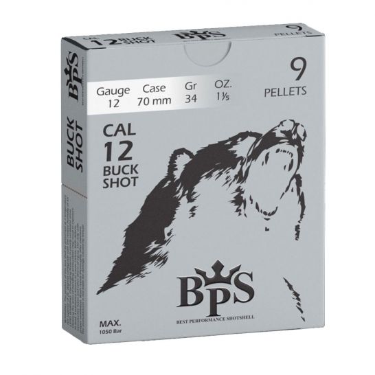 Municiones BPS Calibre 12 00 Buckshot 2 3/4" 1.2oz 5 Caja redonda 