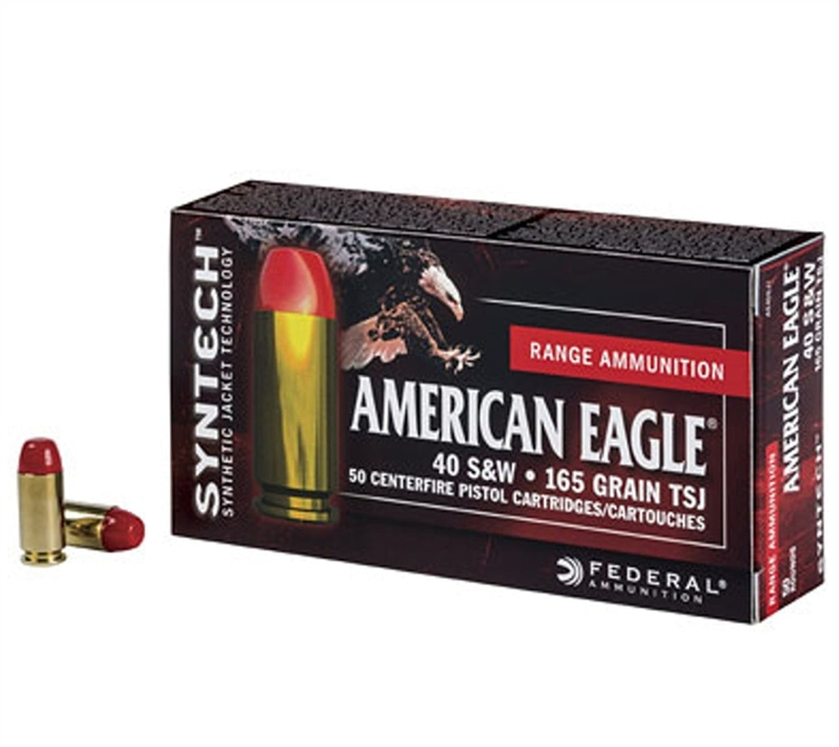 Munición para pistola Federal American Eagle Syntech .40 S&amp;W 165 granos TSJ 50 unidades 