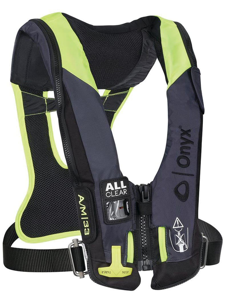 Onyx Impulse A/M-33 All Clear Harness Inflatable PFD With Harness - Gray