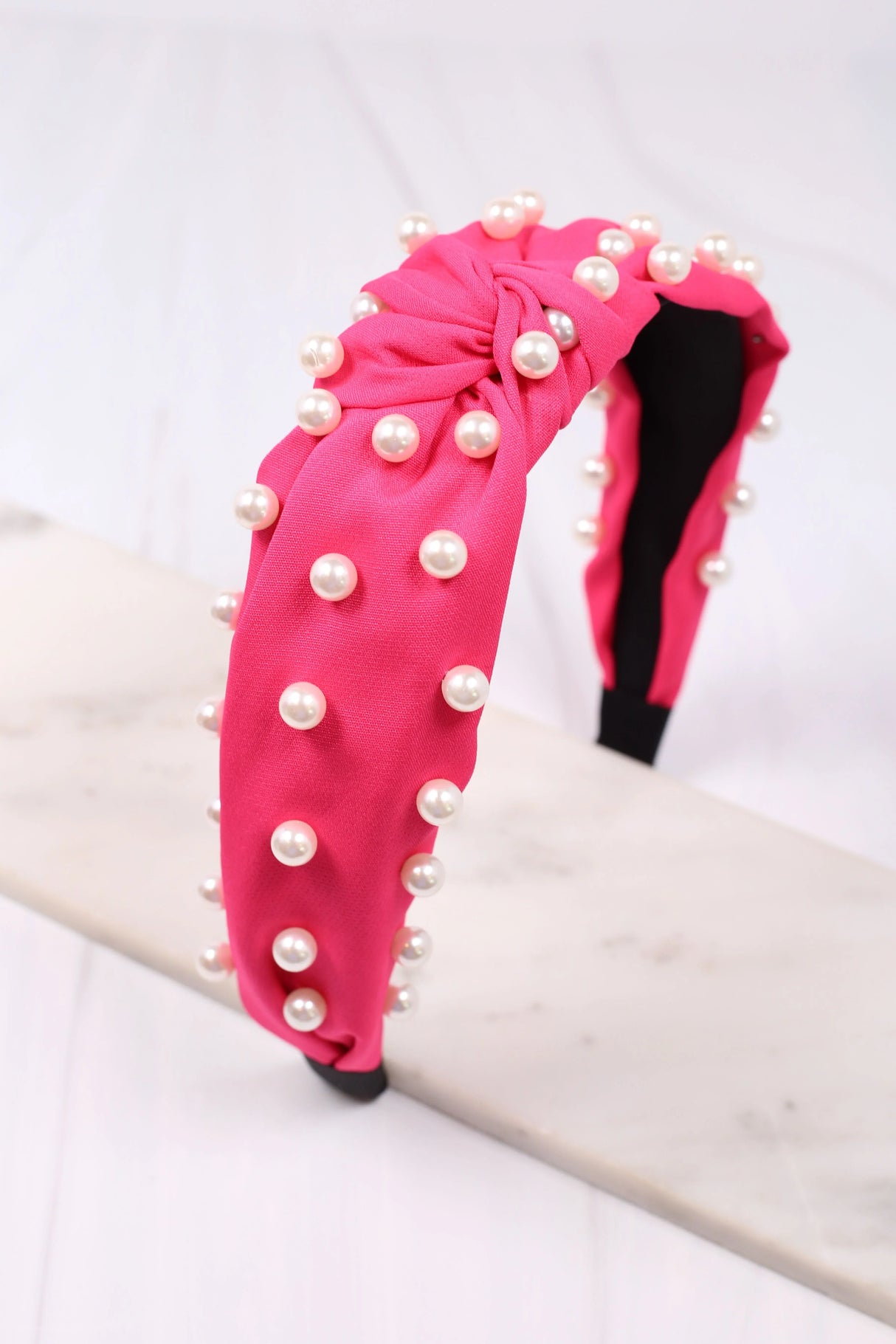 Caroline Hill Apollo Hot Pink Headband with Pearls