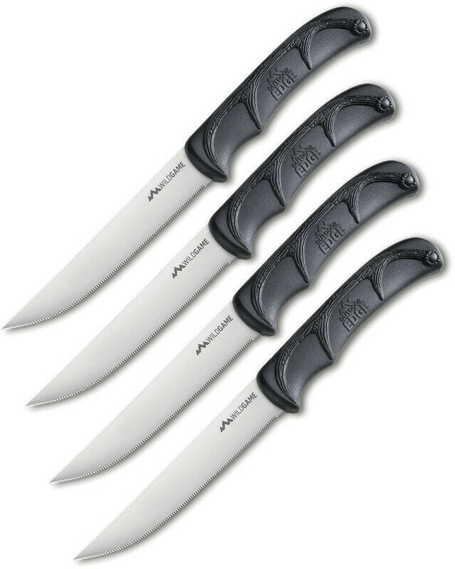 Juego de cuchillos para carne Outdoor Edge Wildgame, color negro, 4 piezas